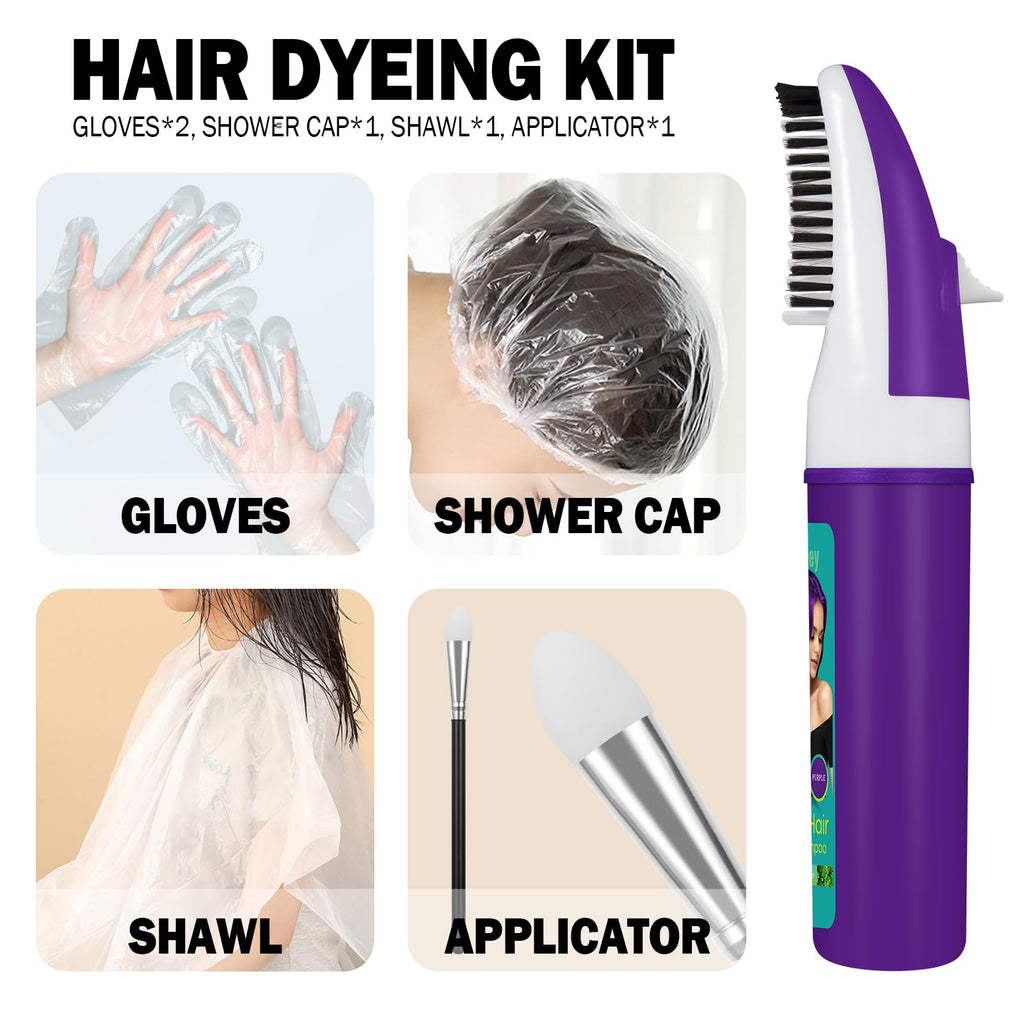 Azonbey Purple Hair Dye Shampoo – 4-in-1 Semi-Permanent Color for Gray Coverage with Natural Ingredients