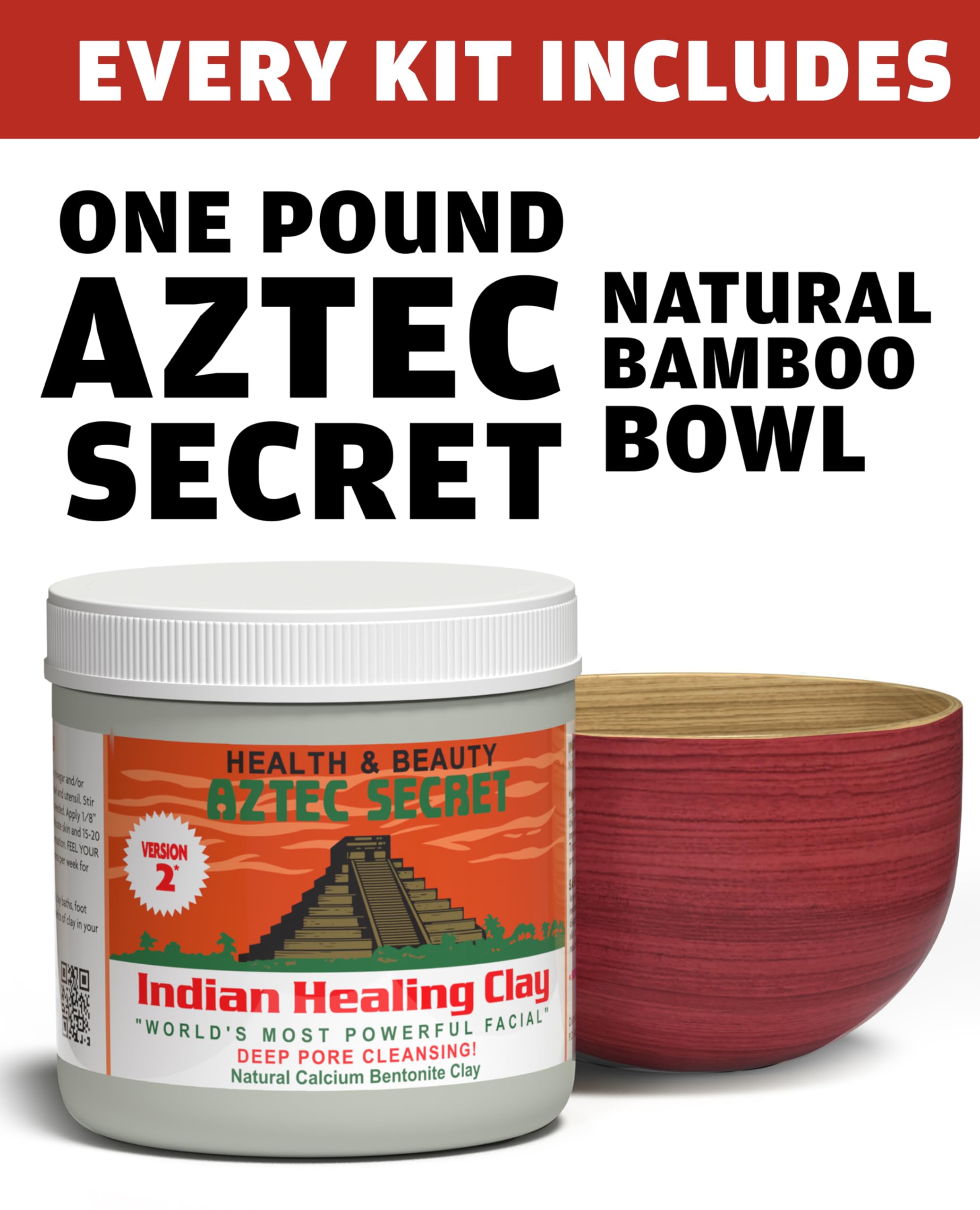 Aztec Secret Essential Indian Clay Mask Kit by Etana — 100% Natural Calcium Bentonite, Deep Pore Cleansing & Accessories