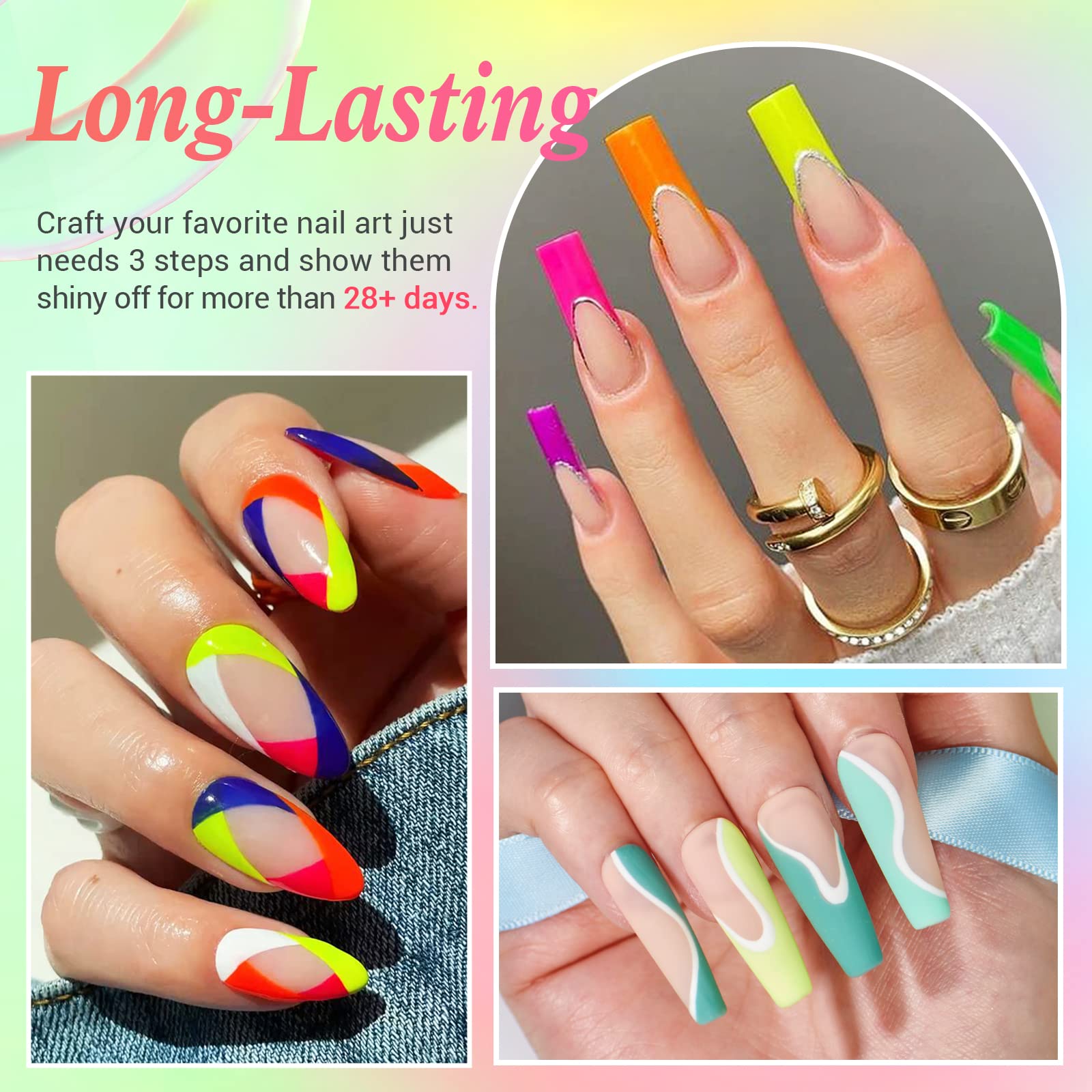AZUREBEAUTY 31-Pcs Dip Powder Nail Kit Starter – 20 Neon Colors & Liquid Set