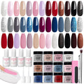 AZUREBEAUTY 31 Pcs Dip Powder Nail Kit Starter – 20 Colors + Base, Top & Activator