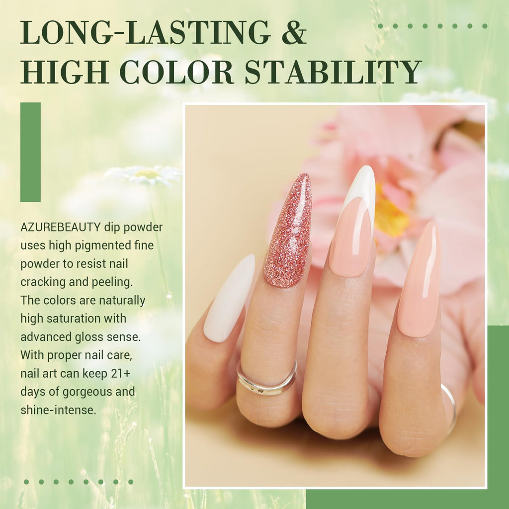 AZUREBEAUTY Dip Powder Nail Kit – 32 Colors, No Lamp Needed, Long-Lasting Shine