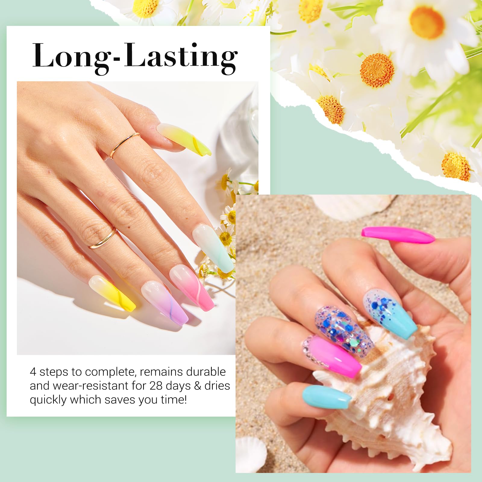 AZUREBEAUTY 170Pcs Dip Powder Nail Kit – 36 Neon Colors (Blue & Yellow), No Lamp Needed, Base/Top/Activator, Remover Kit