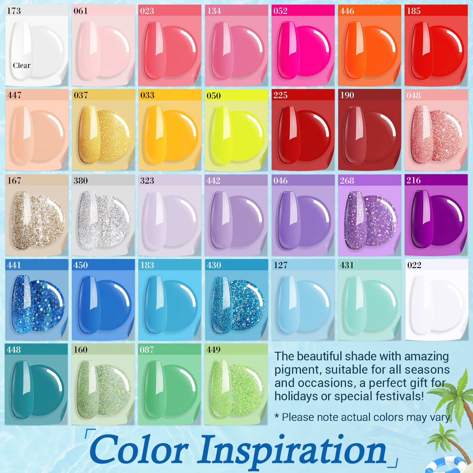 AZUREBEAUTY 42Pcs Dip Powder Kit Starter – 32 Colors, No Lamp Needed, Top/Base/Activator