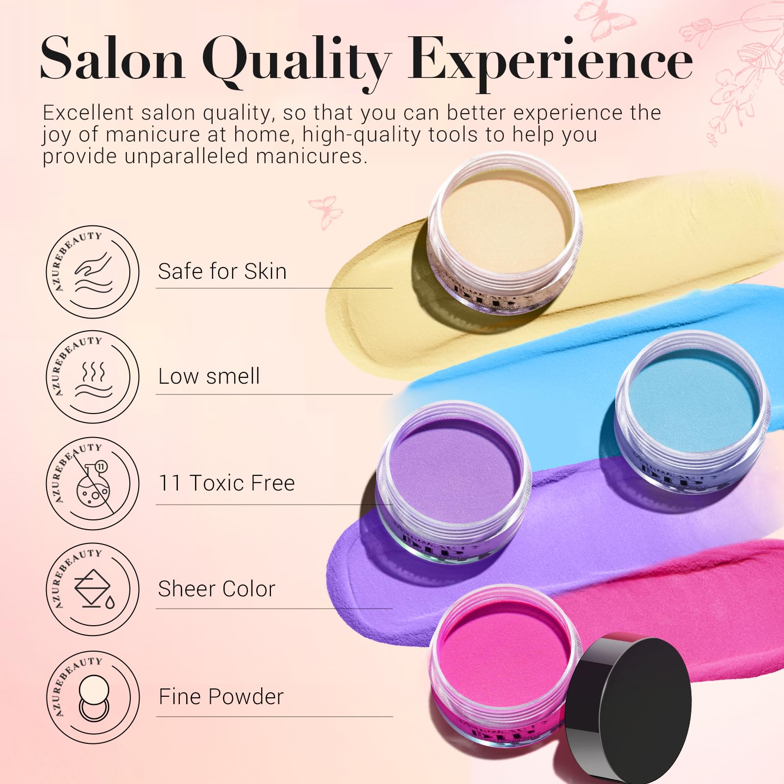 AZUREBEAUTY 170Pcs Dip Powder Nail Kit Starter – 36 Colors, No Lamp Needed