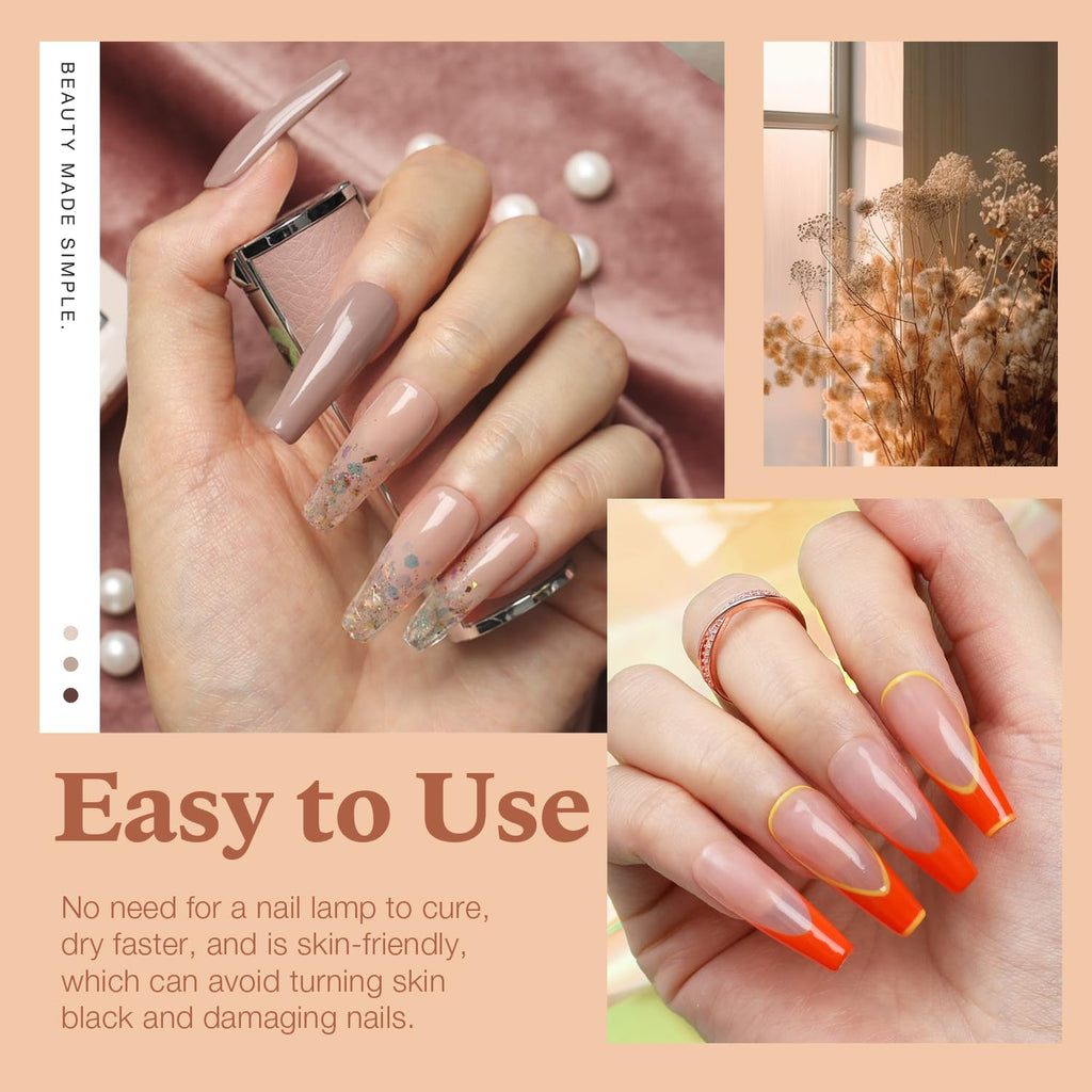 AZUREBEAUTY Dip Powder Nail Kit Starter – 20 Colors (Orange/Green/Glitter/Red) with Base & Top Coat, No Lamp Needed