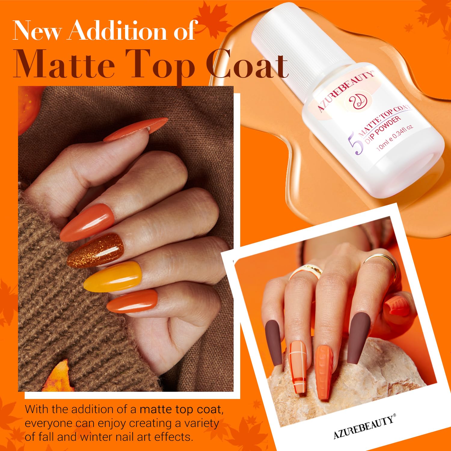 AZUREBEAUTY Dip Nails Powder Starter Kit – 8-Color Fall Set, No Lamp Needed, DIY Mani