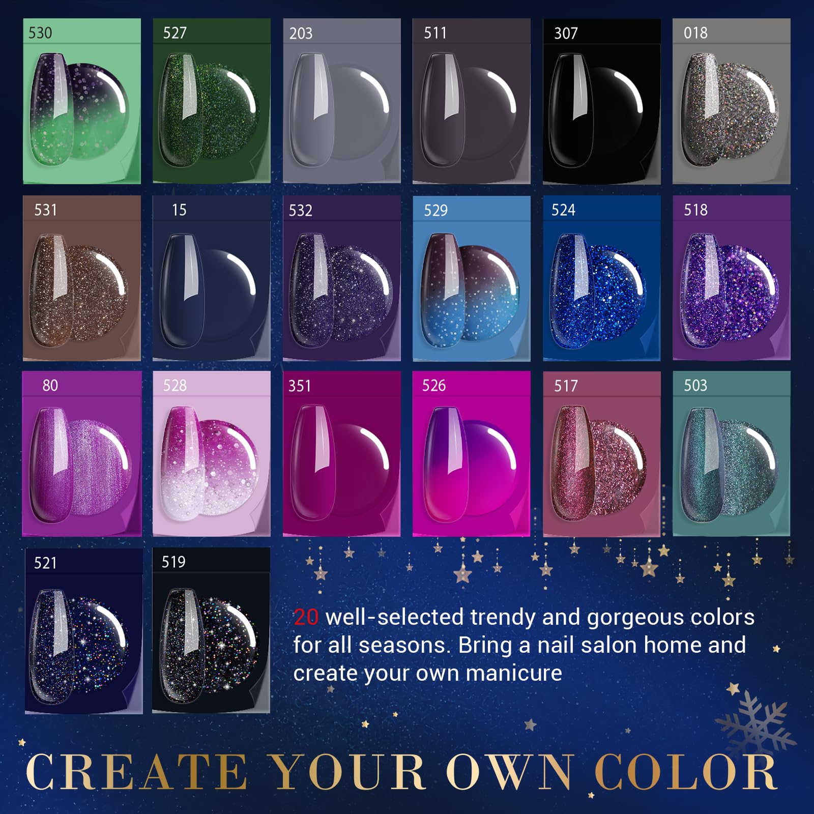 AZUREBEAUTY Dip Powder Nail Kit Starter – 20 Colors + Base/Top/Activator
