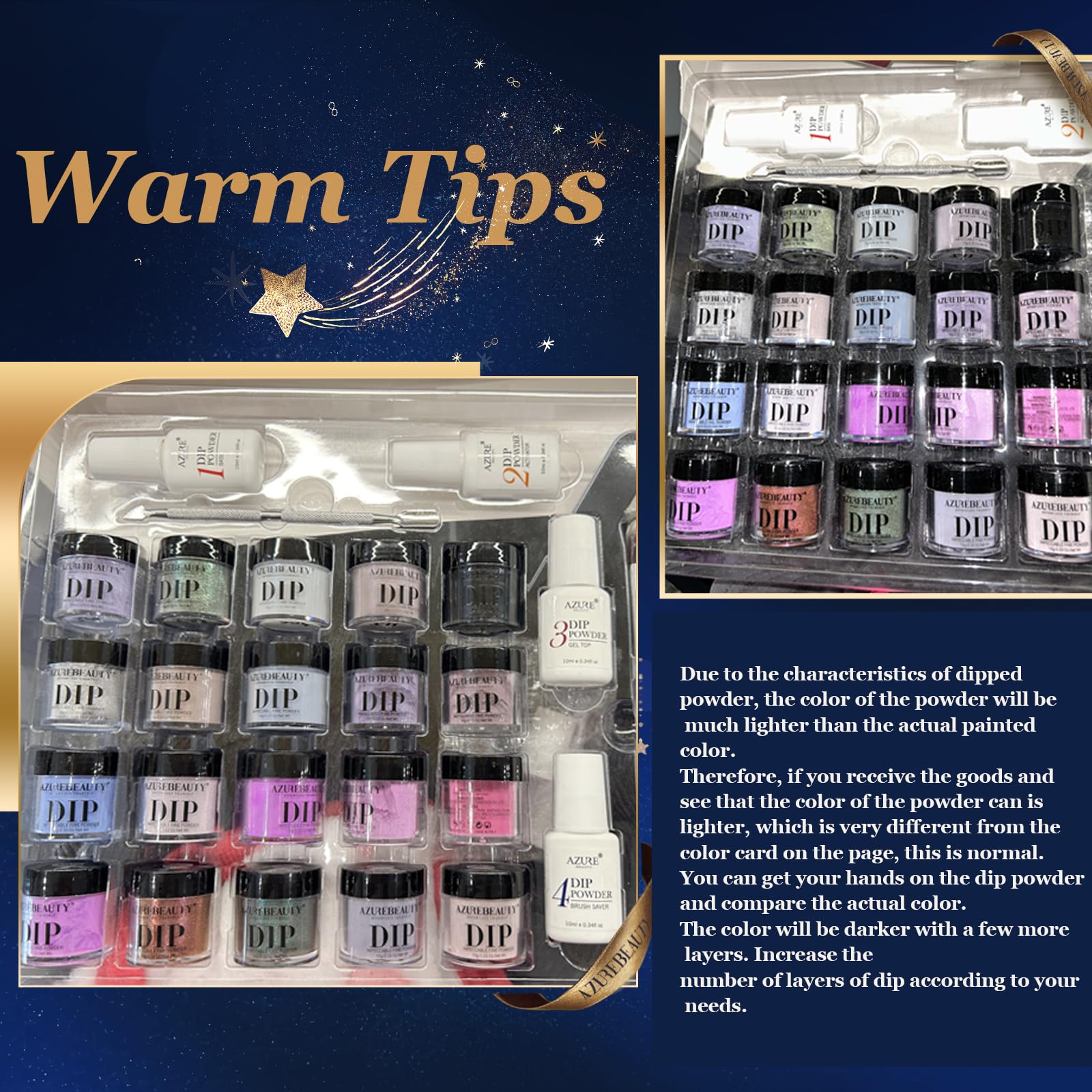 AZUREBEAUTY Dip Powder Nail Kit Starter – 20 Colors + Base/Top/Activator