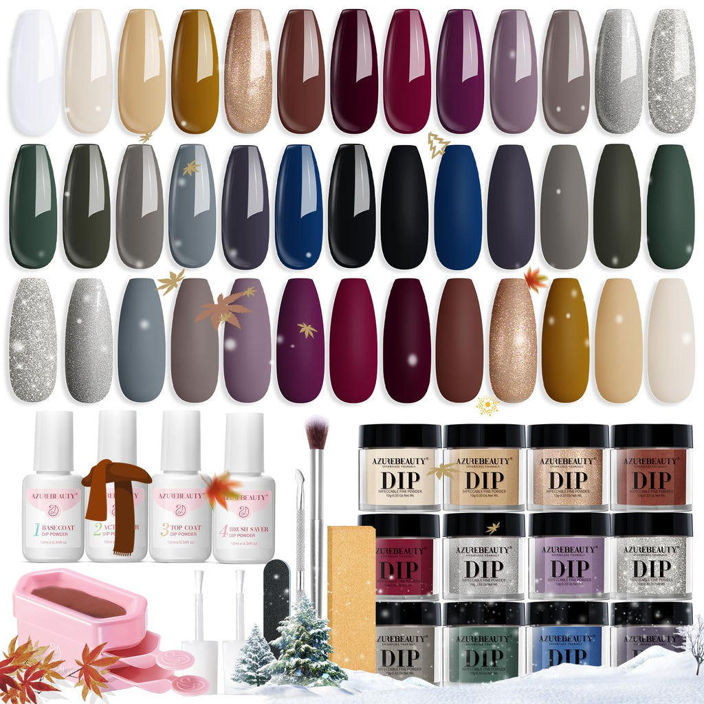 AZUREBEAUTY Dip Powder Nail Kit Starter — 20 Colors, No Lamp Needed