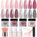 AZUREBEAUTY Dip Powder Nail Kit — 4-Color Set with Base, Activator & Top Coat