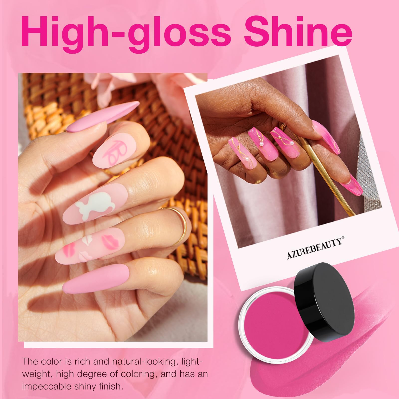 AZUREBEAUTY Dip Powder Nail Kit Starter – 4 Colors + Base/Top Coat, No Lamp, Beginner Friendly