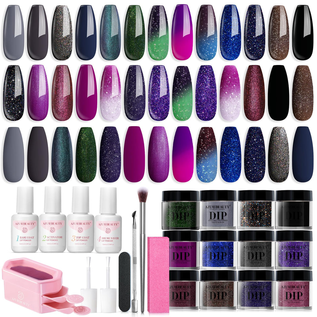 AZUREBEAUTY Dip Powder Nail Kit Starter – 20 Colors + Base/Top/Activator