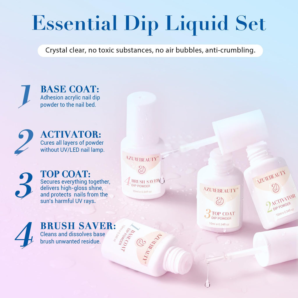 AZUREBEAUTY Dip Powder Nail Kit Starter – 31 Pcs, 20 Colors, Salon-Quality