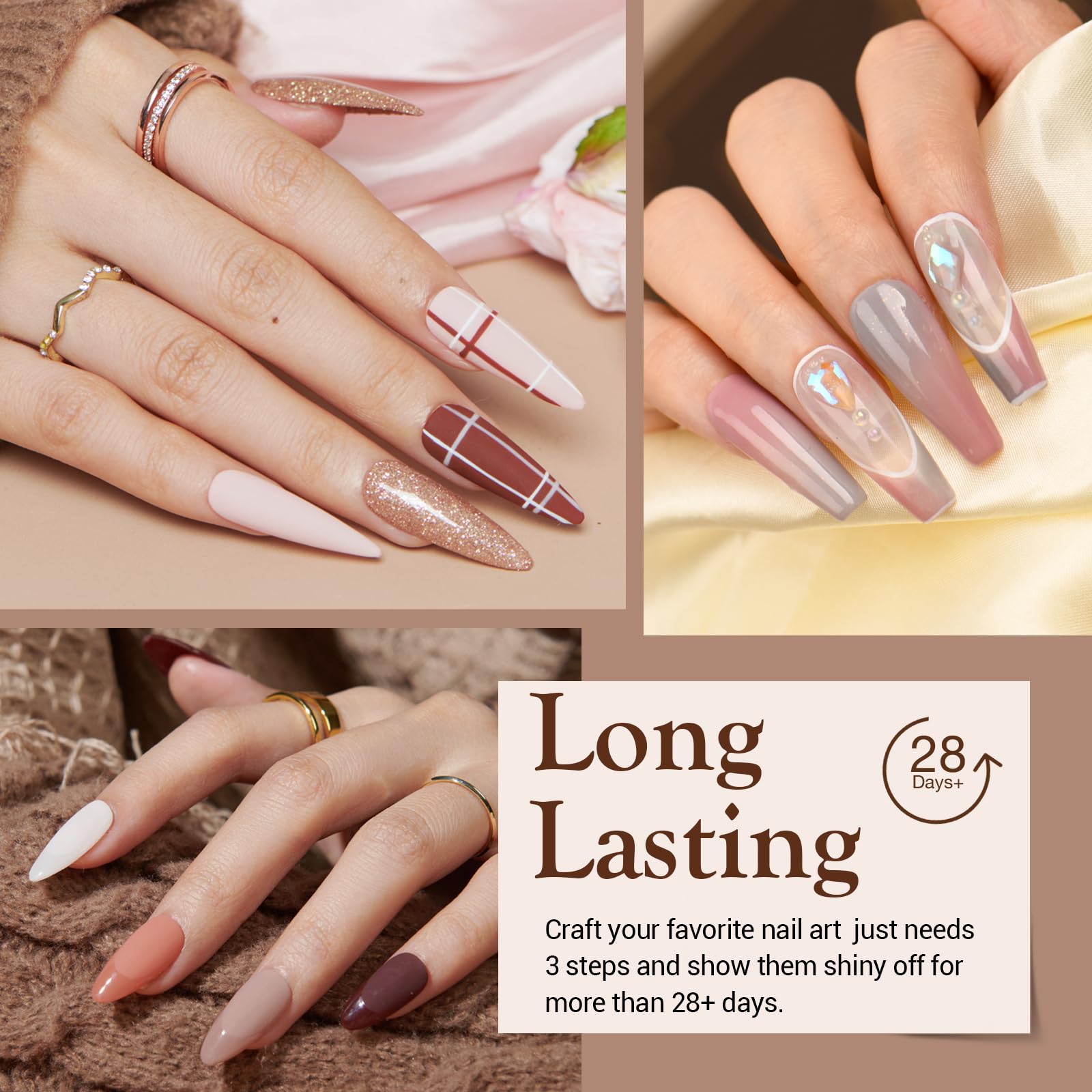 AZUREBEAUTY Dip Powder Nail Kit | 20 Neutral Browns & Base/Top/Activator