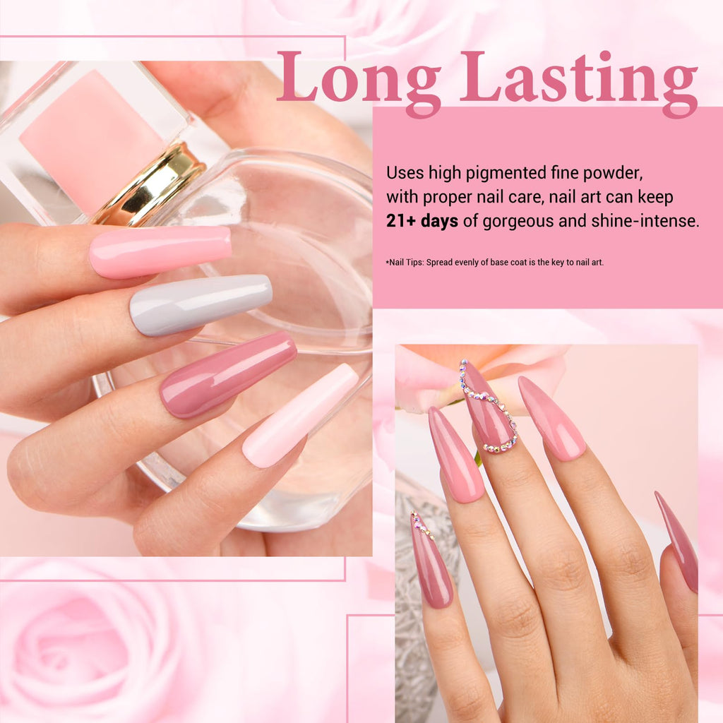 AZUREBEAUTY Dip Powder Nail Kit — 4-Color Set with Base, Activator & Top Coat