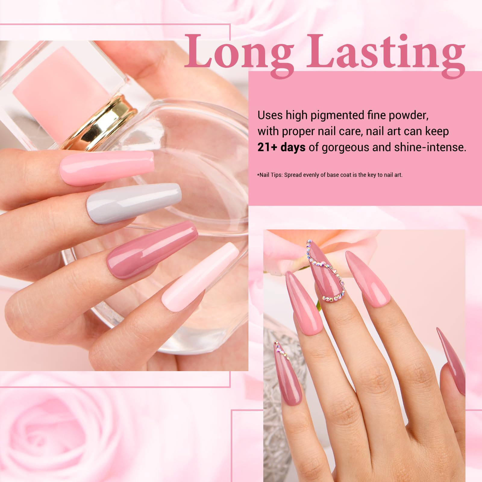 AZUREBEAUTY Dip Powder Nail Kit — 4-Color Set with Base, Activator & Top Coat