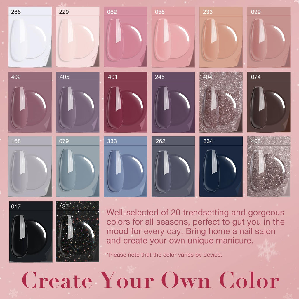 AZUREBEAUTY 31-Pcs Dip Powder Nail Kit Starter – 20 Colors & All-Season Shine