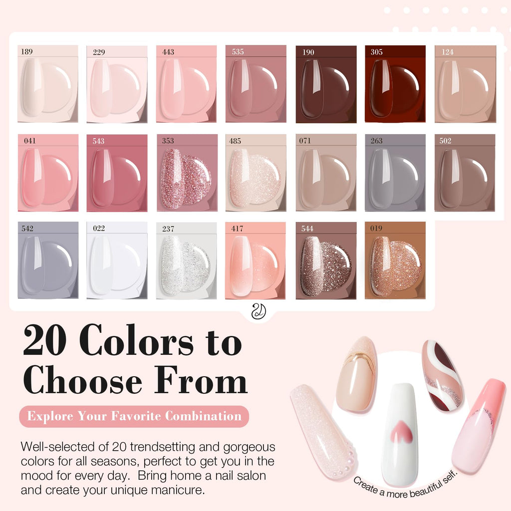 AZUREBEAUTY 31 Pcs Dip Powder Nail Kit — 20 Colors + 4 Liquids for DIY Salon-Quality Manicures
