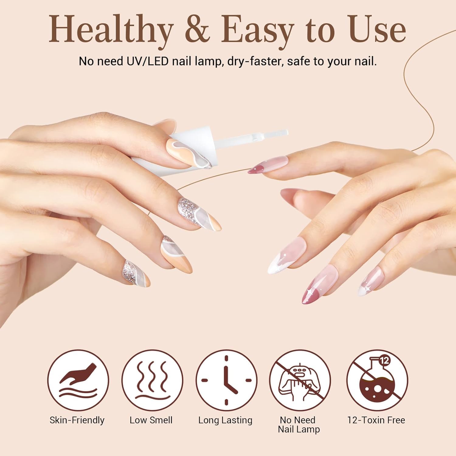 AZUREBEAUTY Dip Powder Liquid Set 15ml/0.5oz - 8 Pcs Base Top Coat Activator Kit No Lamp Needed