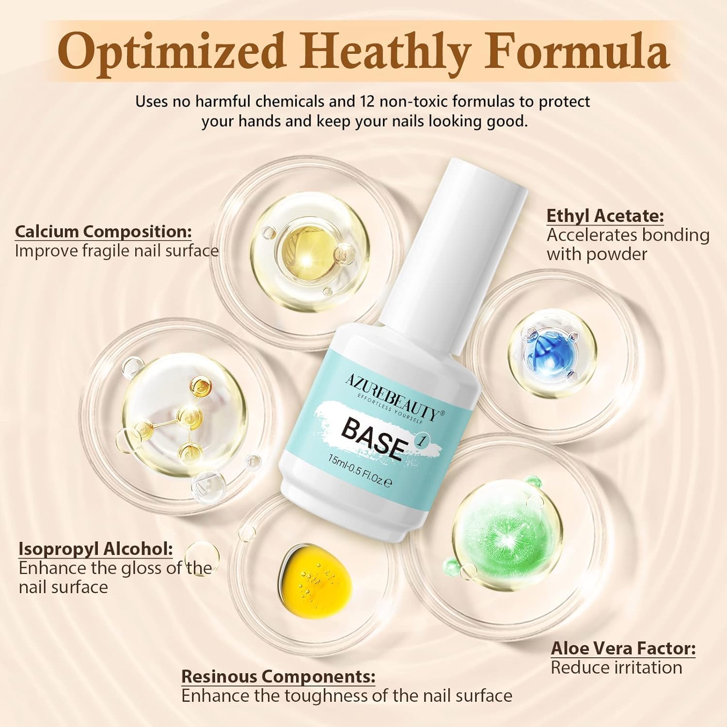AZUREBEAUTY Dip Powder Liquid Set 15ml/0.5oz - 8 Pcs Base Top Coat Activator Kit No Lamp Needed