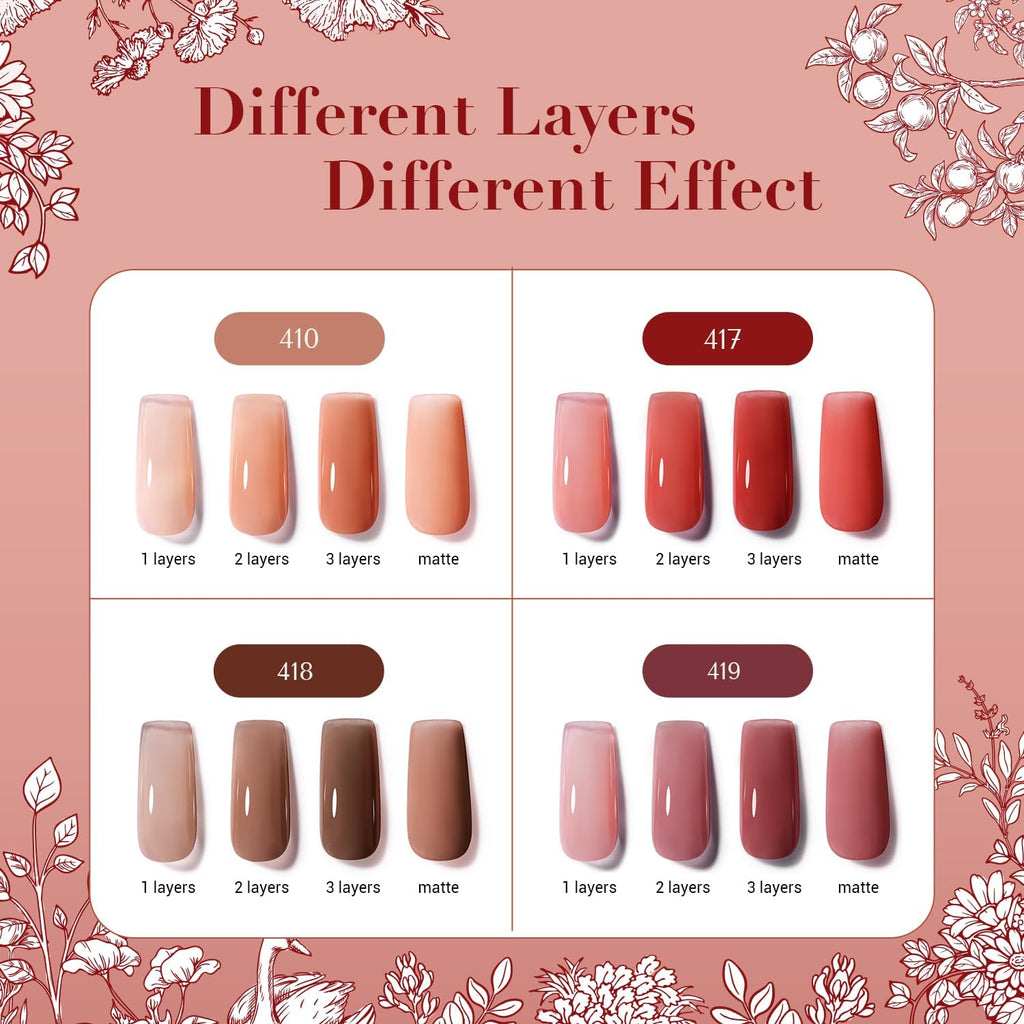 AZUREBEAUTY Jelly Nail Polish Set — 4 Colors + Top Coat & Remover | Quick Dry, Long-Lasting Gift Box