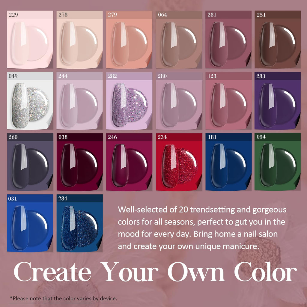 AZUREBEAUTY Dip Powder Nail Kit Starter — 20 Colors + Base/Top/Activator