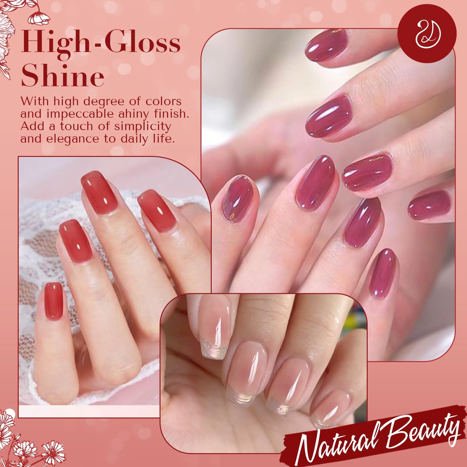 AZUREBEAUTY Jelly Nail Polish Set — 4 Colors + Top Coat & Remover | Quick Dry, Long-Lasting Gift Box