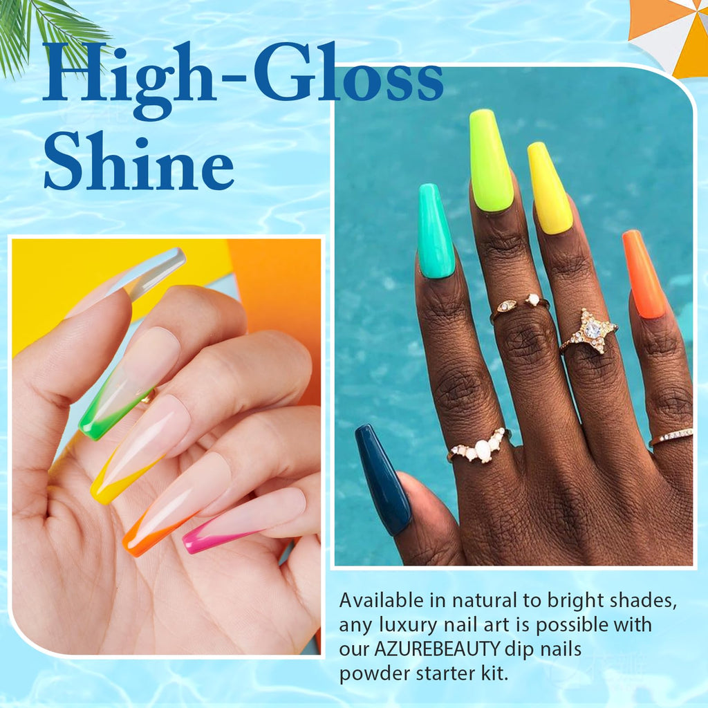 AZUREBEAUTY 31-Pcs Dip Powder Nail Kit Starter – 20 Neon Colors & Liquid Set