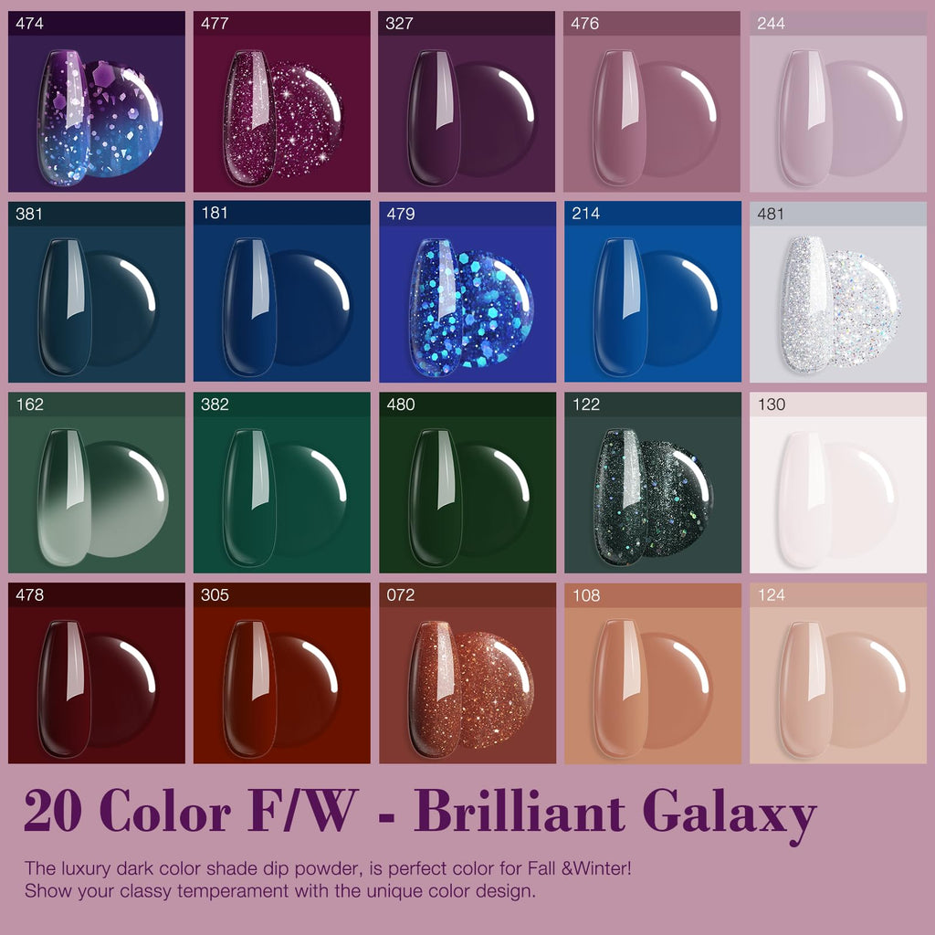AZUREBEAUTY 31-Pcs Dip Powder Starter Kit – 20 Colors, Recycling Tray, Base/Top/Activator