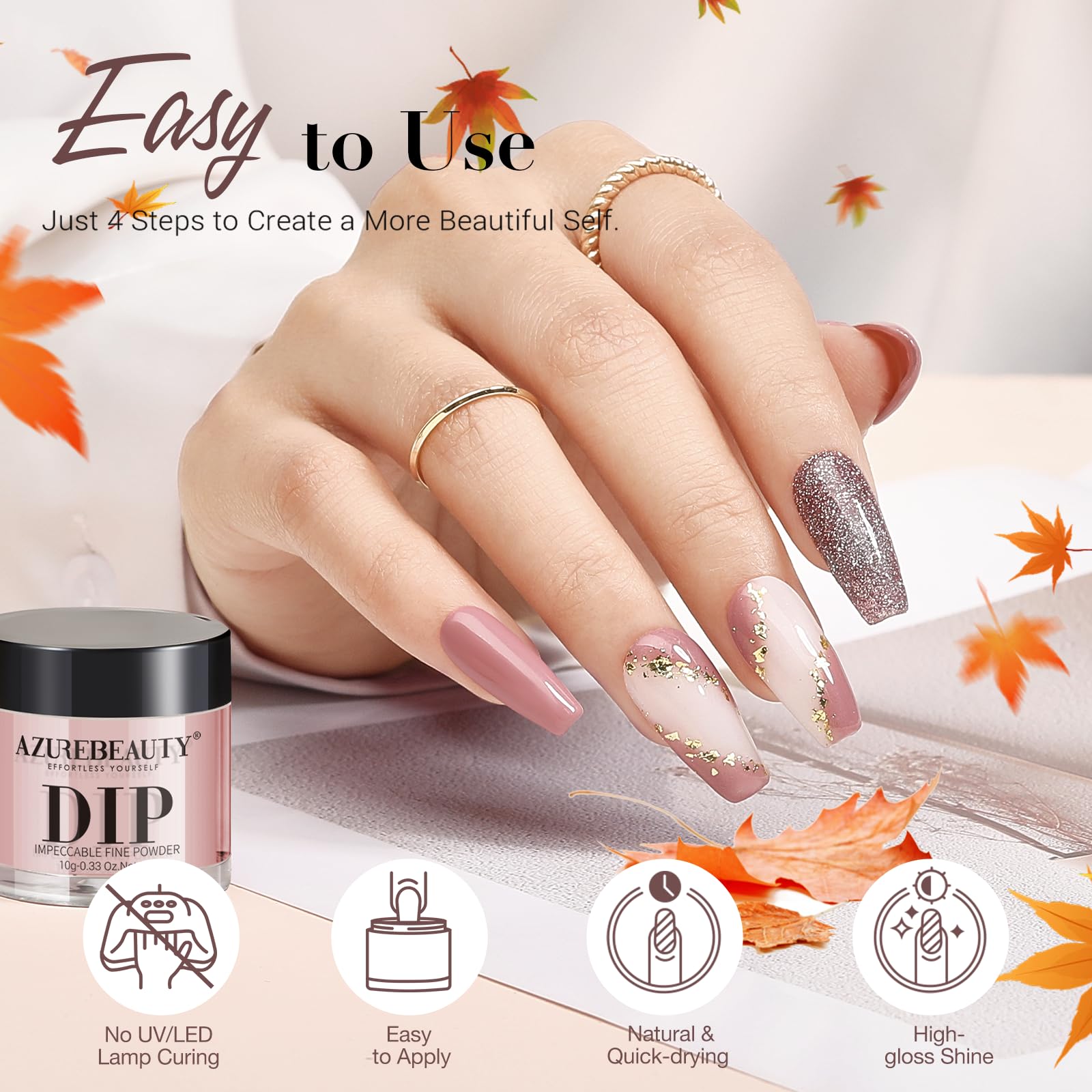 AZUREBEAUTY Fall Dip Powder Nail Kit | 20 Colors, 31 Pcs with Base/Top/Activator