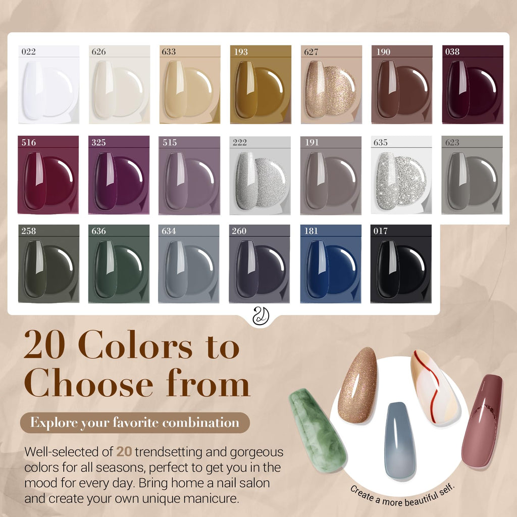 AZUREBEAUTY Dip Powder Nail Kit Starter — 20 Colors, No Lamp Needed