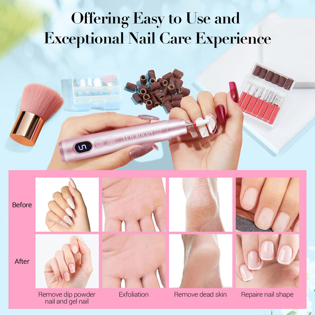 AZUREBEAUTY Dip Powder Nail Kit with Electric Nail Drill – 24 Macaron Colors, At-Home Starter Set