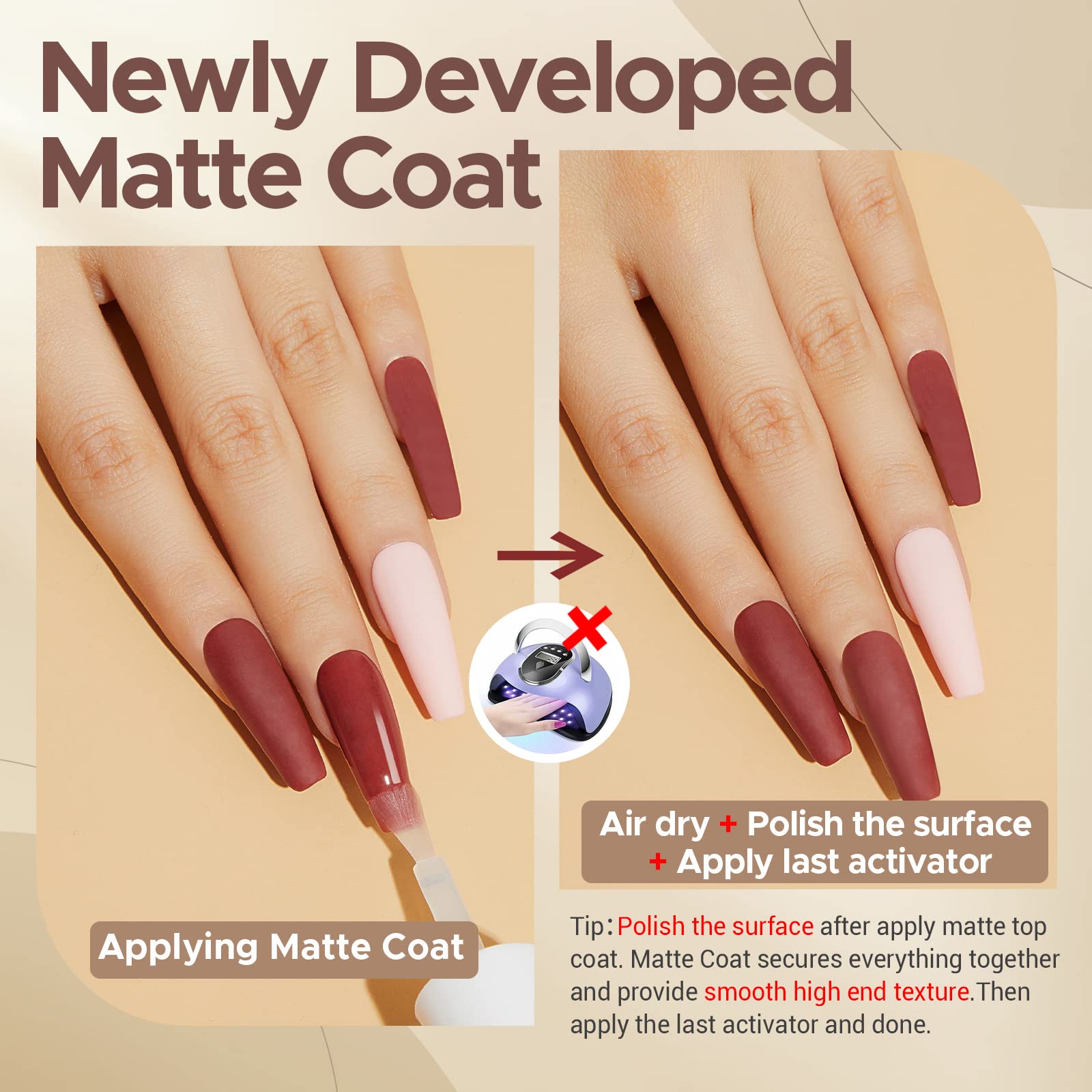 AZUREBEAUTY Dip Powder Liquid Set – Base & Top Coat, Activator, Matte Top Coat (15 ml) • Fast Dry, No Lamp Needed