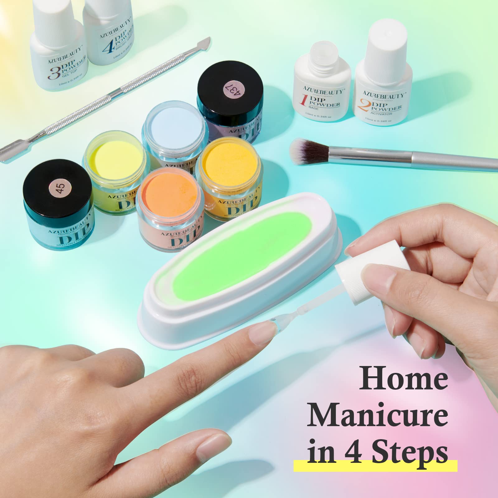 AZUREBEAUTY 31-Pcs Dip Powder Nail Kit Starter – 20 Neon Colors & Liquid Set