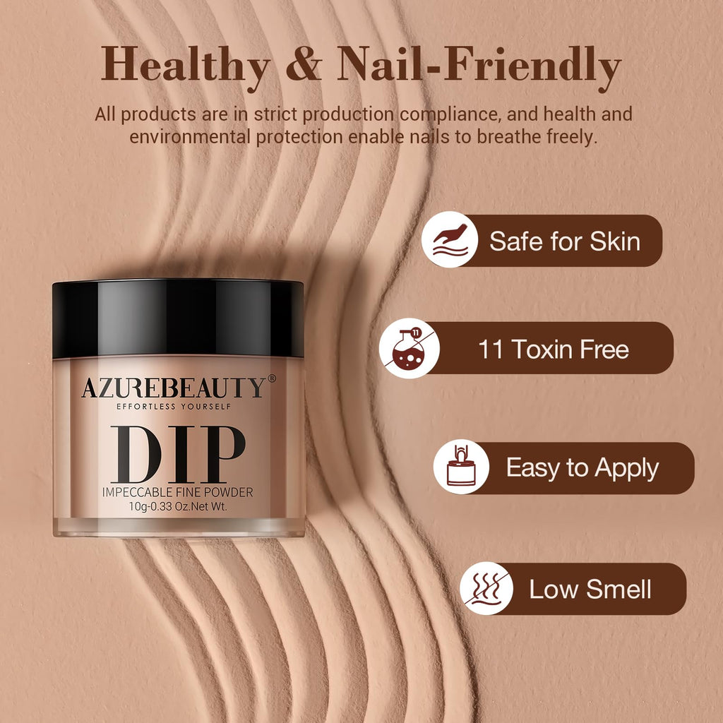 AZUREBEAUTY Dip Powder Nail Kit | 20 Neutral Browns & Base/Top/Activator