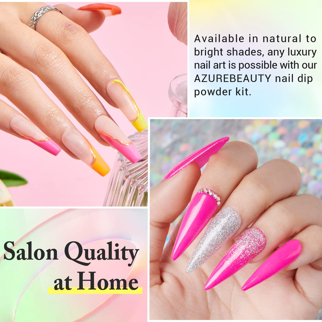 AZUREBEAUTY 31-Pcs Dip Powder Nail Kit Starter – 20 Neon Colors & Liquid Set