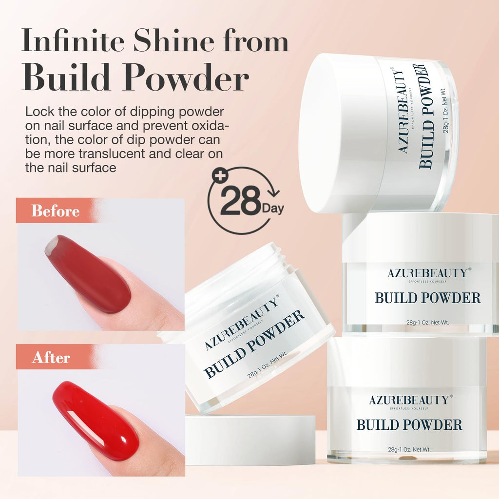 AZUREBEAUTY Clear & White Dip Powder Nail Kit – 28g/1oz, 15-Piece Starter Set