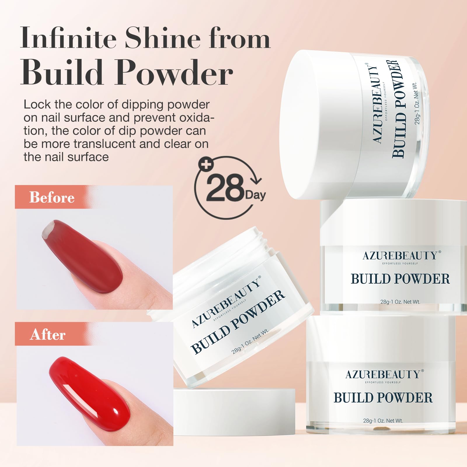AZUREBEAUTY Clear & White Dip Powder Nail Kit – 28g/1oz, 15-Piece Starter Set