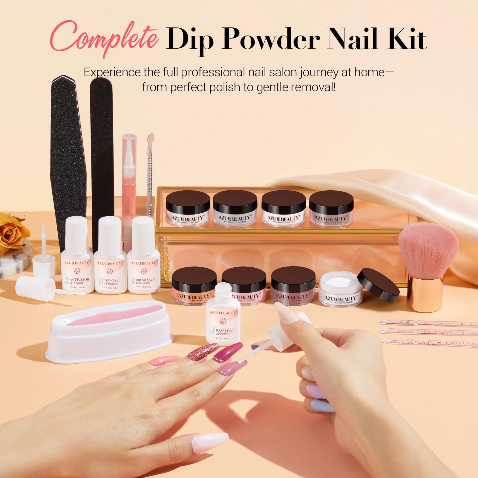 AZUREBEAUTY Dip Powder Nail Kit with Electric Drill — 24 Colors