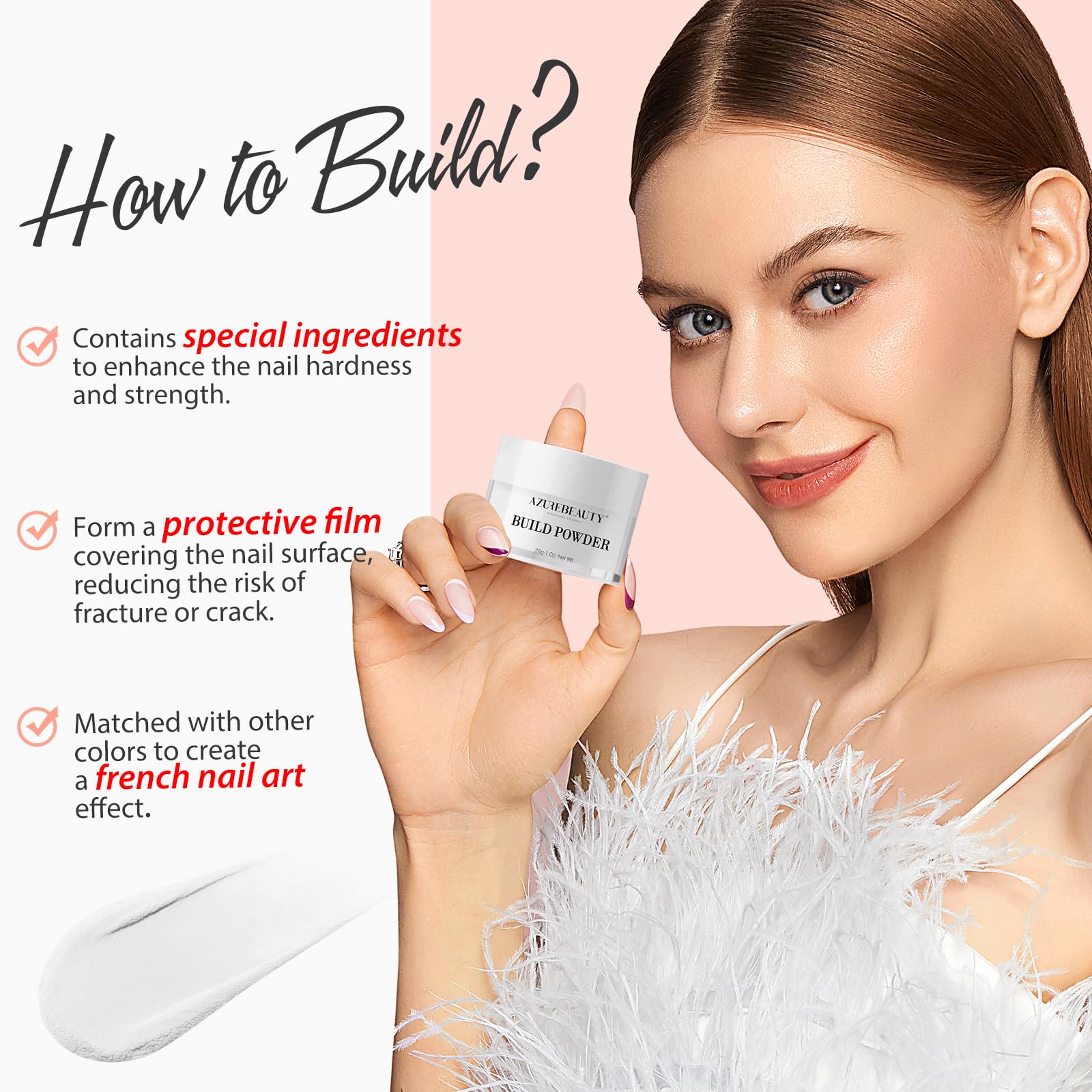AZUREBEAUTY Clear & White Dip Powder Nail Kit – 28g/1oz, 15-Piece Starter Set