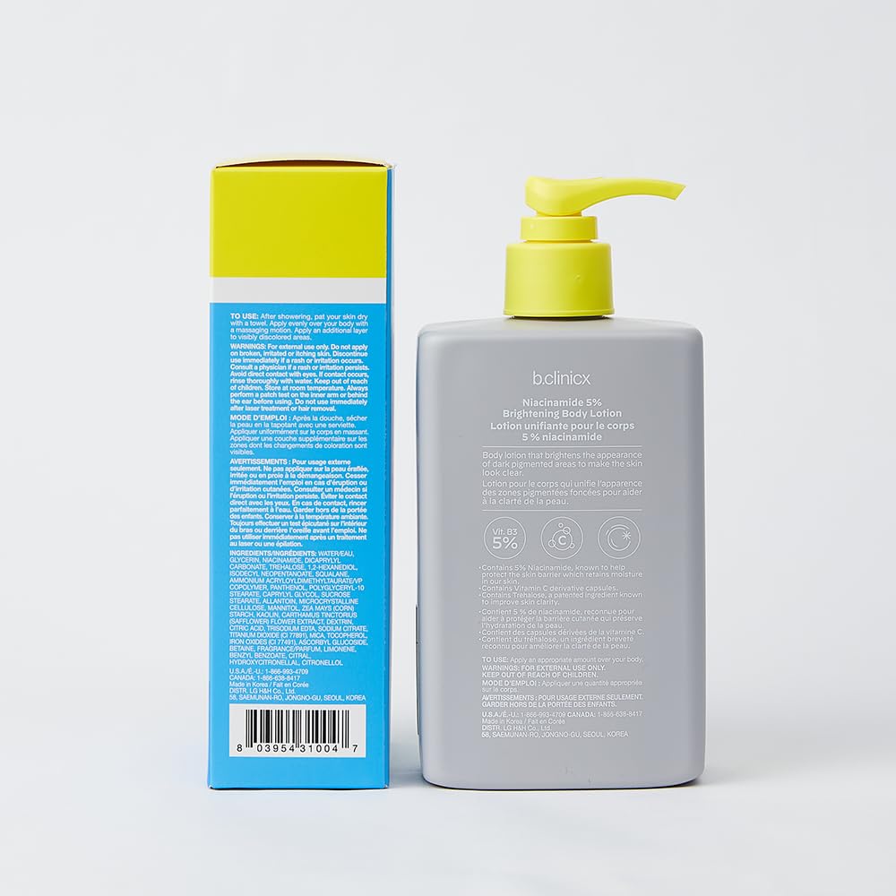 b.clinicx Niacinamide 5% Brightening Body Lotion – Even Skin Tone, Antioxidant-Rich (300ml)