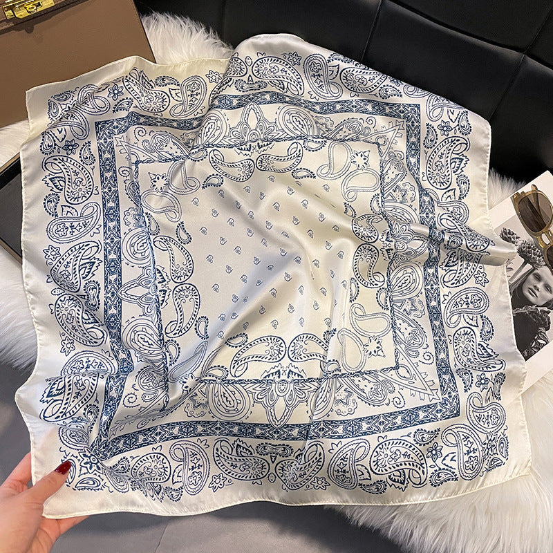 Women's Retro Printed Korean-Style Fashionable All-Match Professional Silk Scarf
