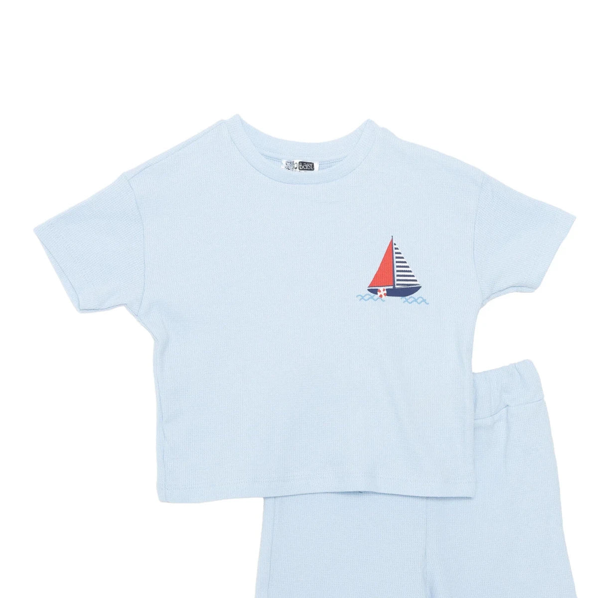 HelloBaby Short Sleeve Waffle Baby T-Shirt & Shorts Set (6-9 Months to 4-5 Years)