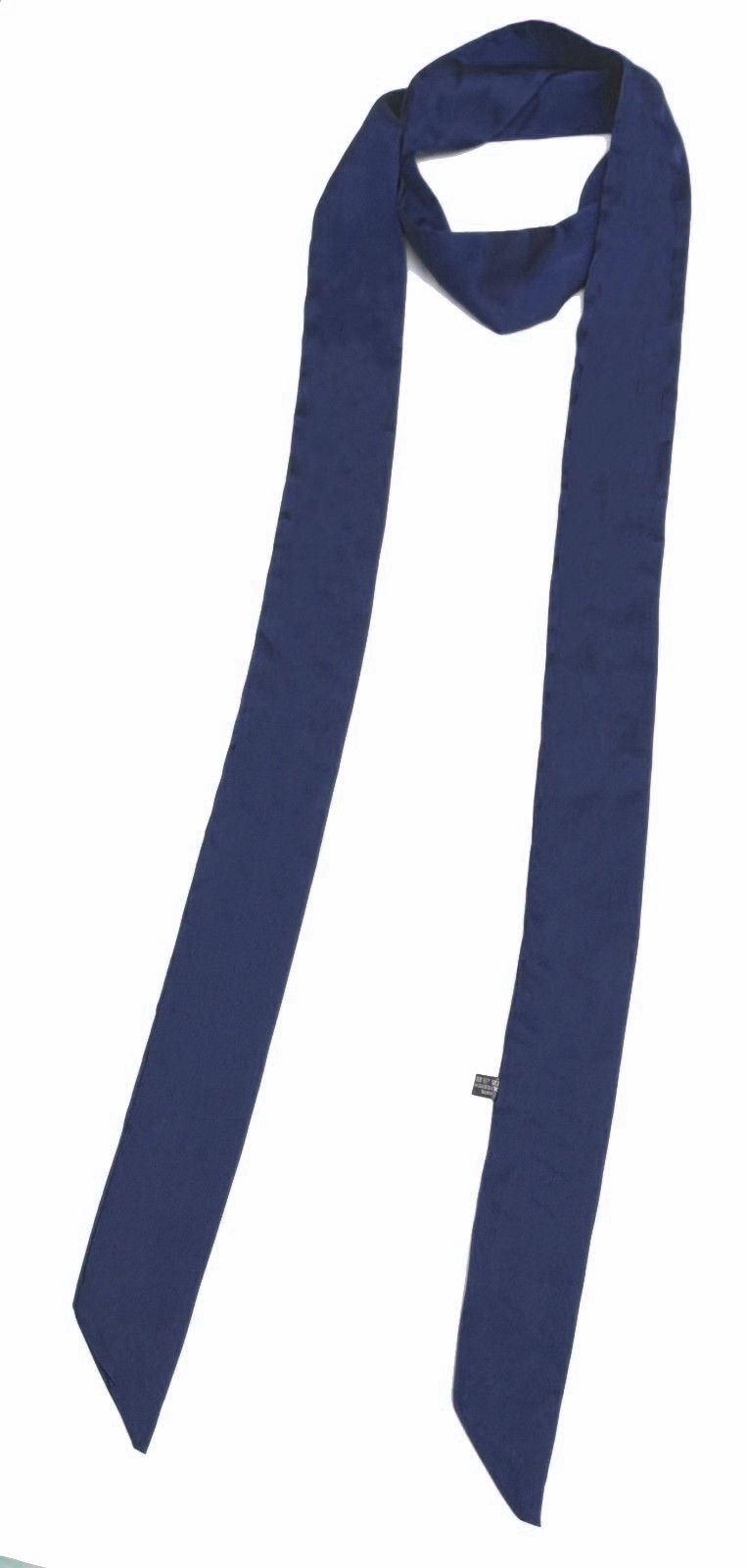 Women Skinny Scarf Satin Faux Silk Long Slim Ribbon Thin Fashion Ladies Scarves[Navy]