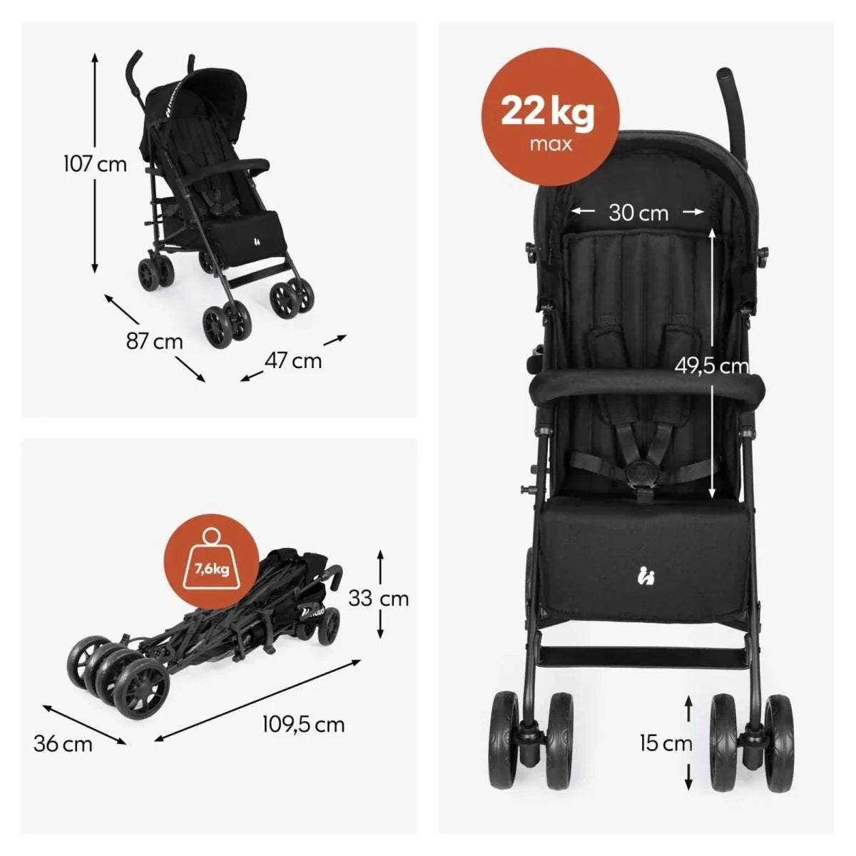 Hauck Fold N Care Stroller - Black
