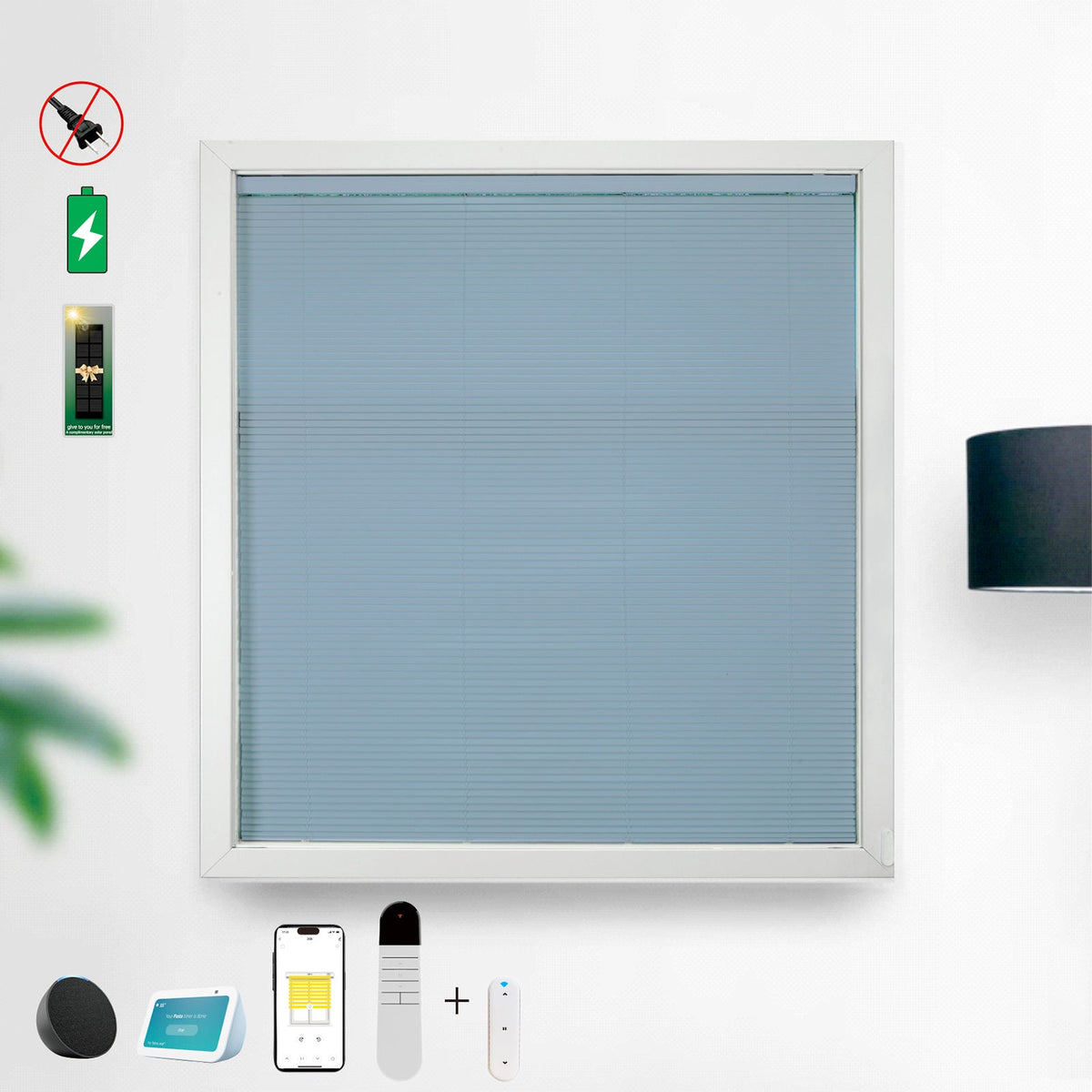 Paired With 15 Channel Remote Control And Solar Charging Panel, Electric Blinds, Intelligent Remote Blinds, Silent Motor, Cordless Sunshade, Dimmable Blinds