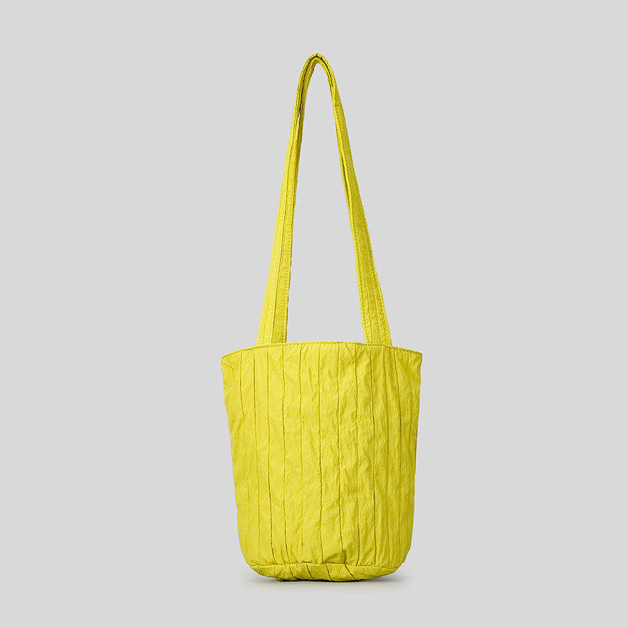Women's Fashion Simple Vertical Stripes Pleated Bucket Bag