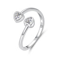 S925 Sterling Silver Double Heart-shaped Open Ring Valentine's Day Gift Heart-shaped Ring