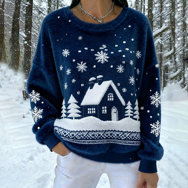 3D Digital Print Pattern Christmas Women's Flannel Sweatshirt