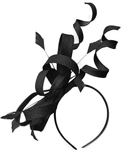 Caprilite Black Swirl Loop Sinamay Headband Fascinator for Women Wedding Ascot Races